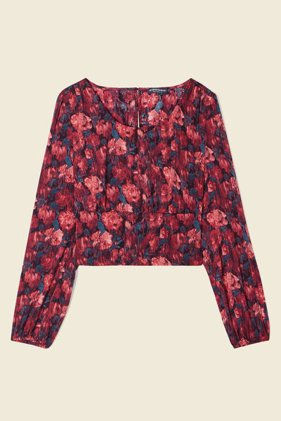 T-shirt manches longues satin noir femme