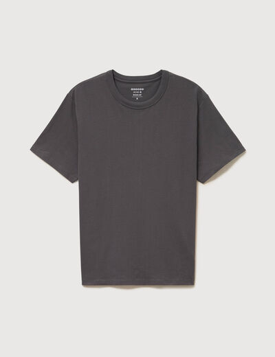 T-shirt en coton manches courtes gris fonc&eacute; homme
