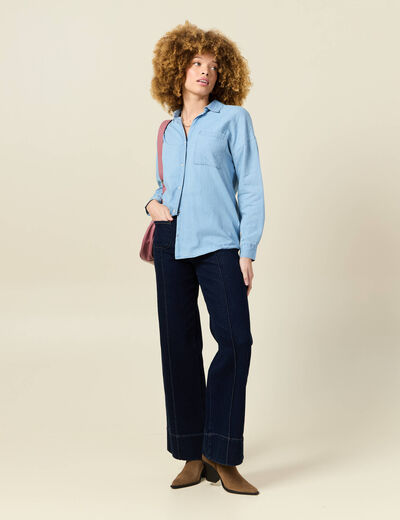 Chemise en jean denim bleach femme