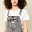 Salopette jeans taille standard denim snow gris femme