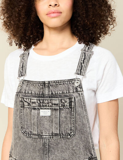 Salopette jeans taille standard denim snow gris femme