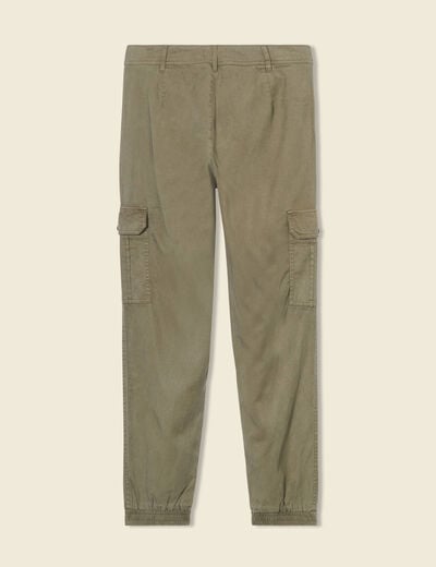 Pantalon battle 7/8&egrave;me taille standard vert kaki femme