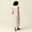 Robe longue évasée ceinturée blanc femme