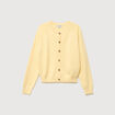Gilet manches longues col rond en coton jaune clair femme
