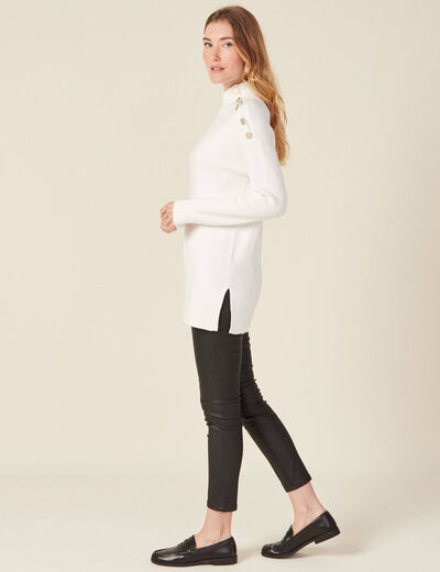 Pull long manches longues ecru femme