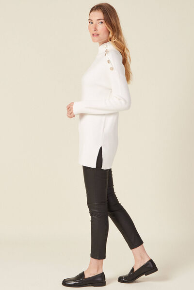 Pull long manches longues ecru femme
