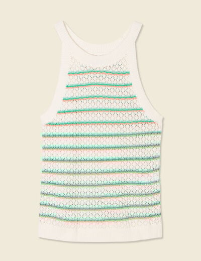 Débardeur tricot ajouré blanc femme
