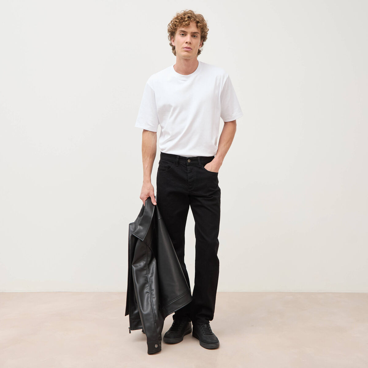 Jeans straight longueur 32 denim noir homme