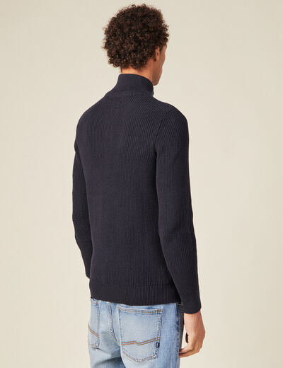 Pull manches longues bleu marine homme