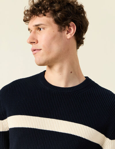Pull manches longues bleu foncé homme