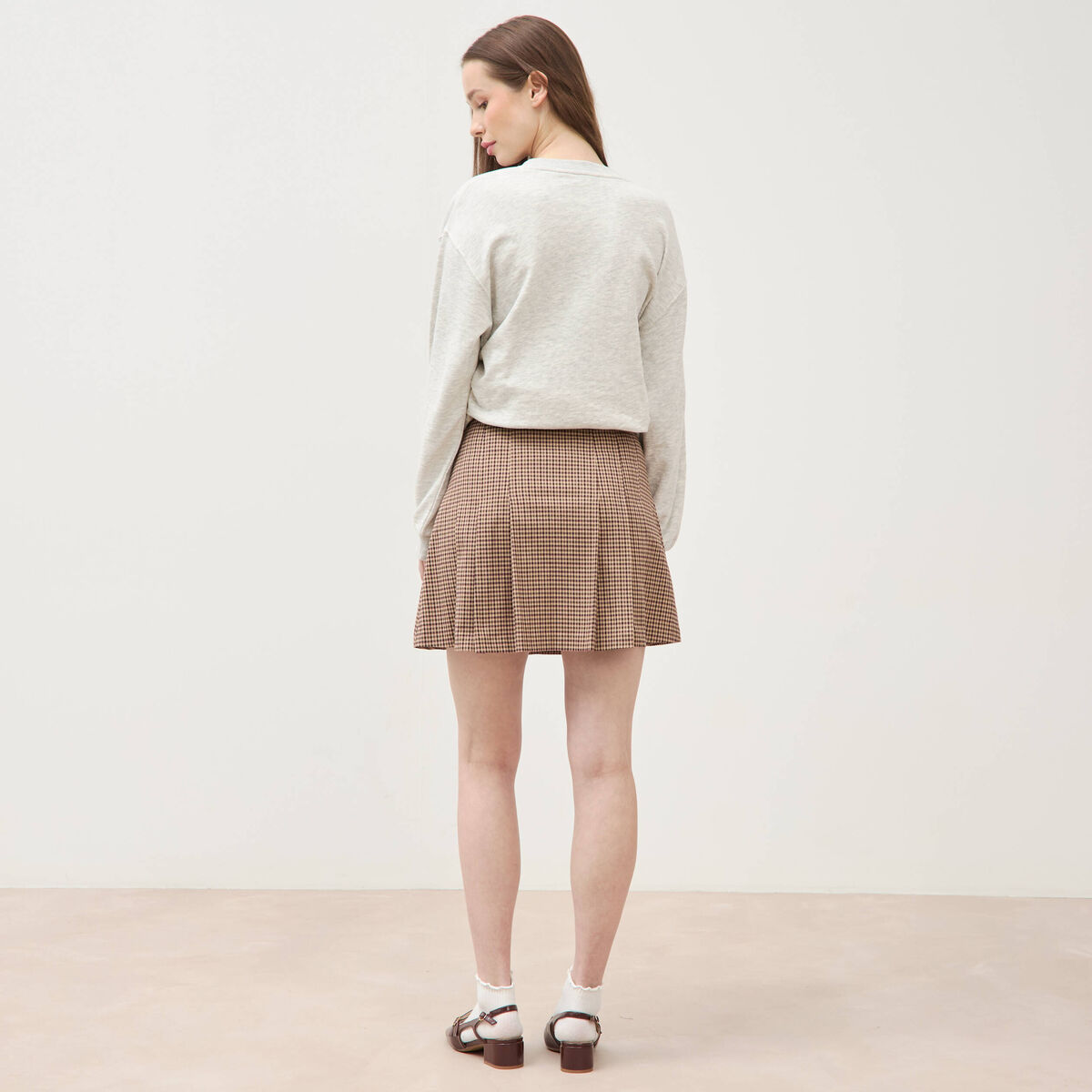 Mini-jupe doubl&eacute;e ficelle femme