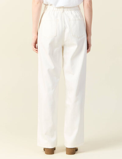 Jeans large à pinces denim blanc femme
