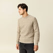 Pull col rond beige homme