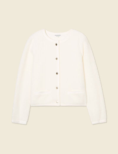 Gilet manches longues ecru femme