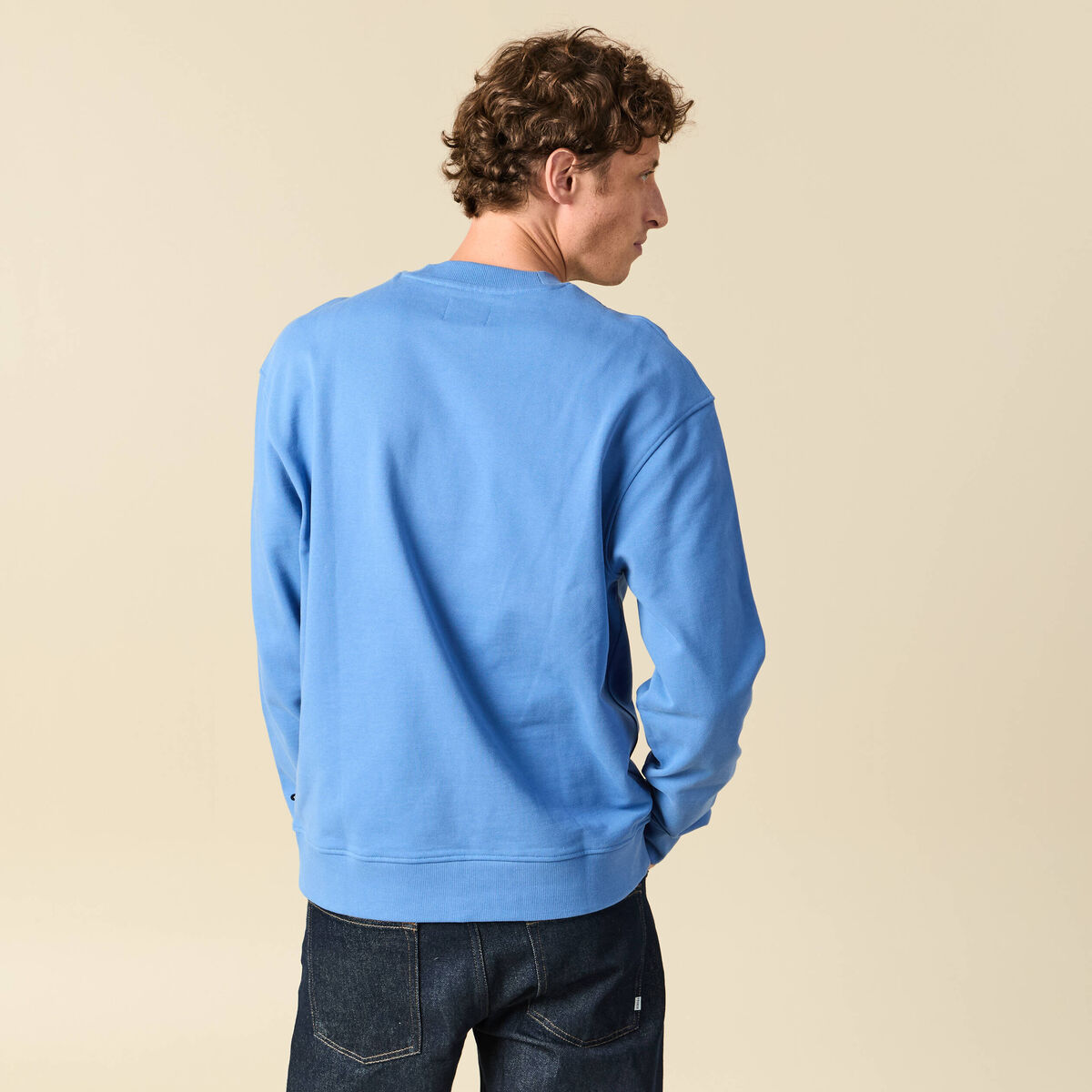 Sweat manches longues en coton bleu violet homme