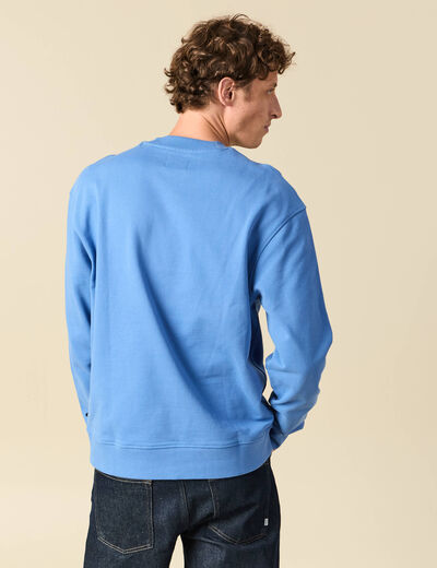 Sweat manches longues en coton bleu violet homme