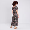 Robe longue droite a col en V noir femme