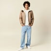 Blouson suédine zippé marron foncé homme