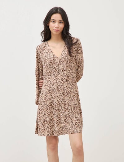 Robe manches longues marron femme