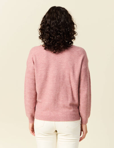 Pull manches longues rose pastel femme