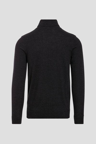 Pull 100% laine mérinos noir homme