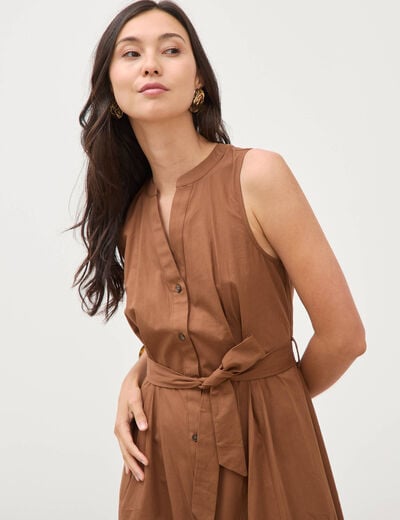 Robe en coton sans manches marron femme
