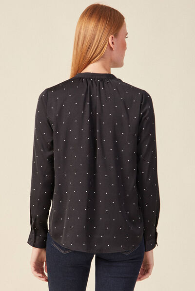 Blouse manches longues noir femme