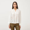 Chemise droite manches longues ecru femme