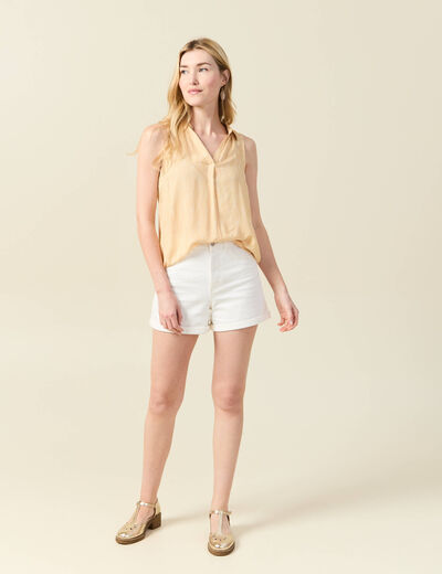 Blouse sans manches jaune paille femme
