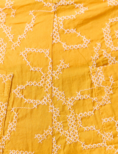 Pantalon large brodé jaune femme