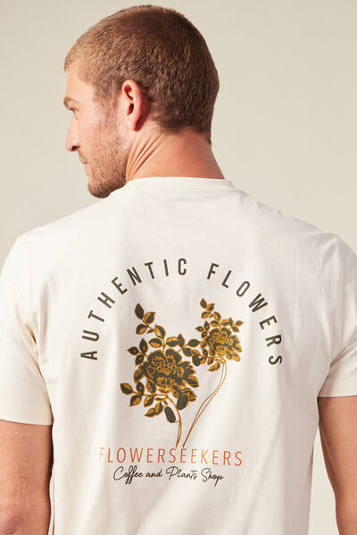 T-shirt manches courtes ecru homme