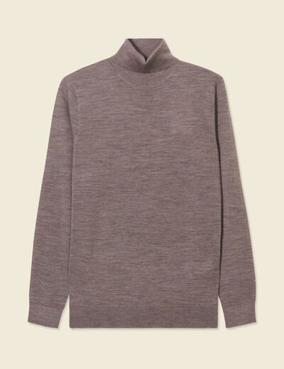 Pull 100% laine mérinos marron foncé homme
