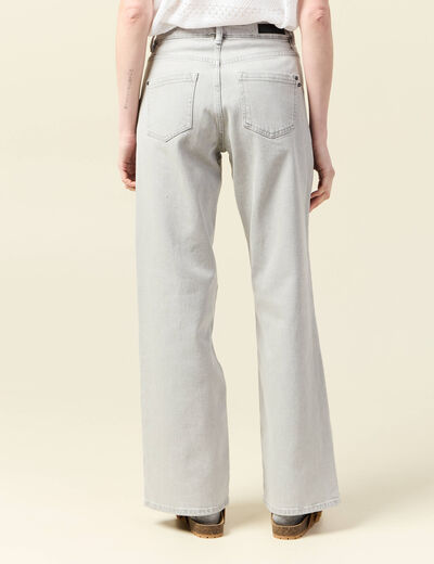 Jeans large taille haute denim gris clair femme