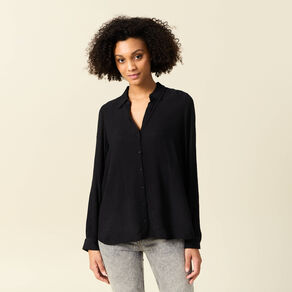 Chemise manches longues noir femme