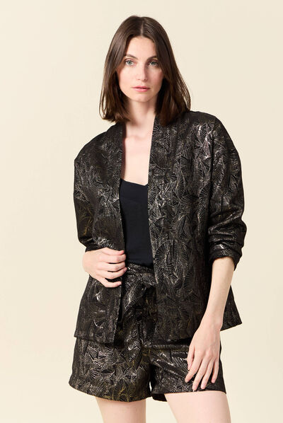 Veste droite éco-responsable couleur or femme