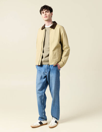 Blouson oversize court beige homme