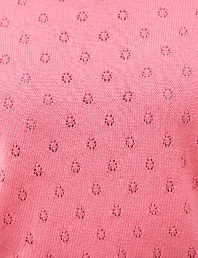 Pull droit col rond manches longues vieux rose femme