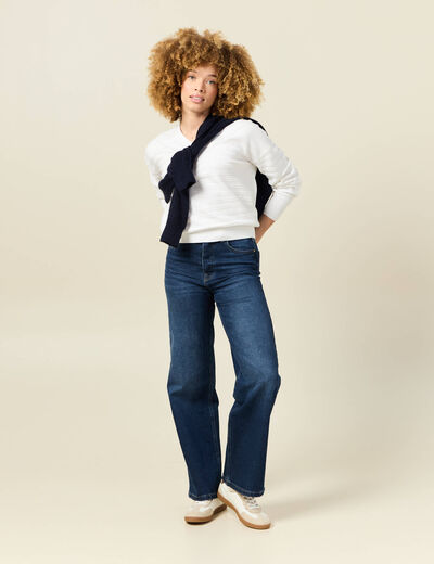 Pull manches longues blanc femme