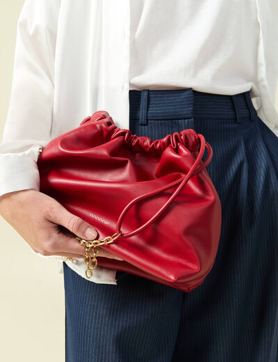 Sac bandouli&egrave;re avec doublure rouge femme