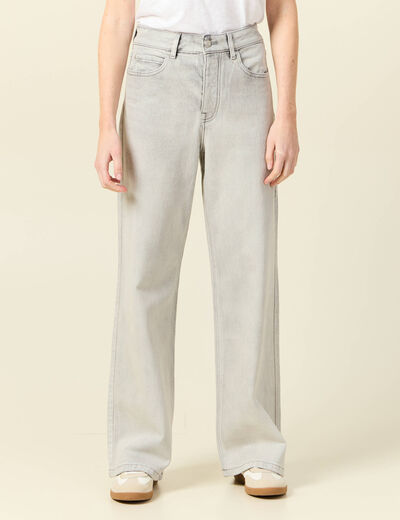 Jeans large éco-responsable denim gris clair femme
