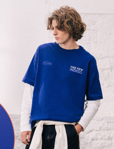 T-shirt ample en coton manches courtes bleu electrique homme