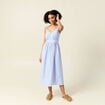 Robe longue trapèze bleu ciel femme