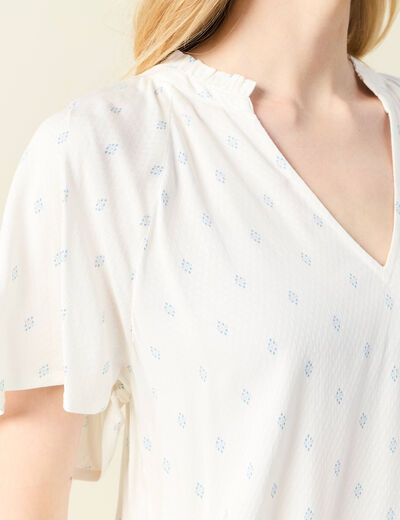 Blouse manches courtes bleu ciel femme