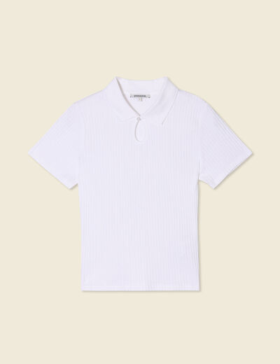 Polo manches courtes blanc femme