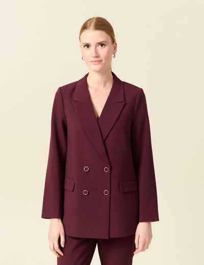 Veste blazer double boutonnage violet foncé femme