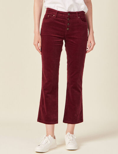 Pantalon bootcut velours prune femme