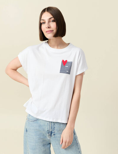 T-shirt manches courtes blanc femme