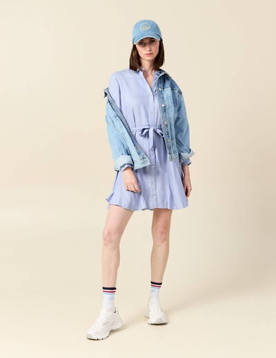Robe patineuse courte manches longues bleu femme