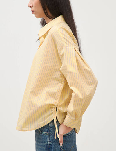 Chemise ample manches longues jaune citron femme