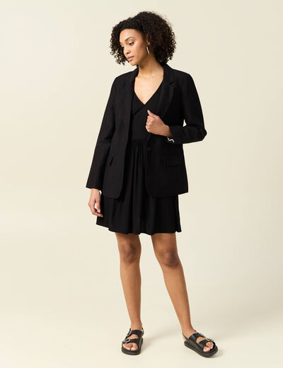 Robe trapèze fluide noir femme